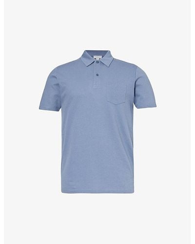 Sunspel Riviera Regular-fit Short-sleeve Cotton-knit Polo Shirt - Blue