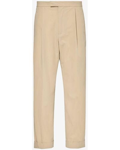 Beams Plus Pleated Tapered-leg Cotton-blend Trousers X - Natural