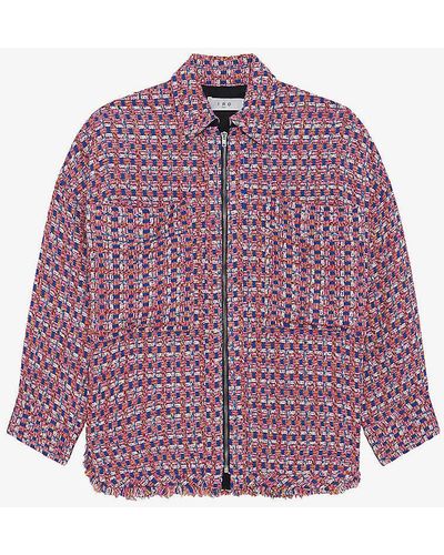 IRO Mizuki Spread-collar Relaxed-fit Tweed Jacket - Purple