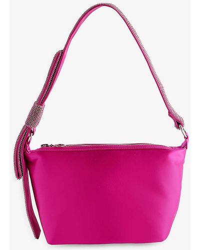 Kara Bow Embellished-strap Silk Bag - Pink