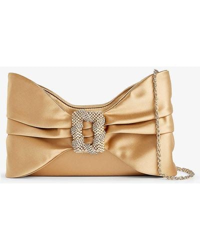 Rodo Cecilia Bow-shaped Satin Clutch Bag - Natural