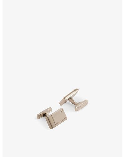 Ted Baker Giorgi Crystal-embellished Brass Cufflinks - White