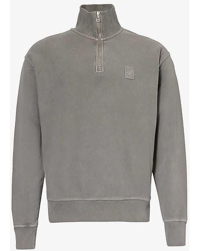 Belstaff Mineral Funnel-neck Cotton-jersey Sweatshirt X - Grey
