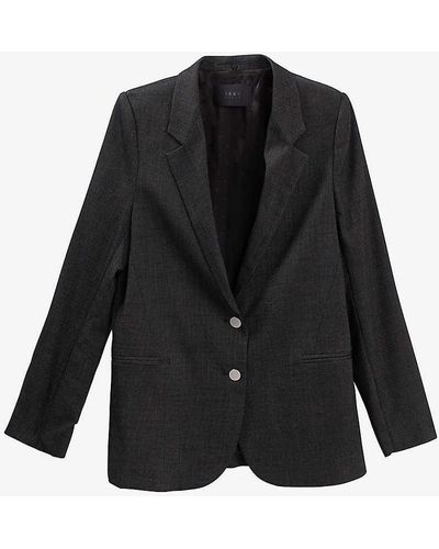 IKKS Hooded Single-breasted Stretch-woven Suit Jacket - Black