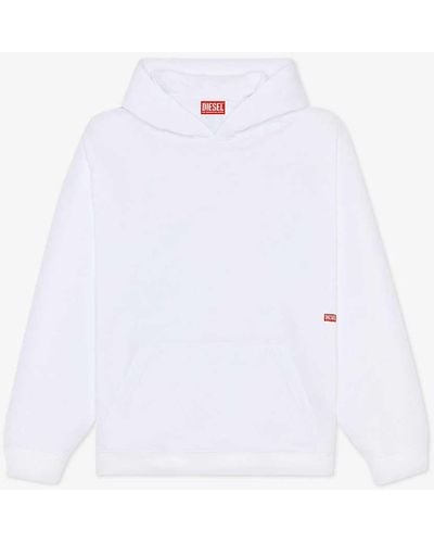 DIESEL S-boxt-hood-n8 Branded-print Cotton-jersey Hoody - White