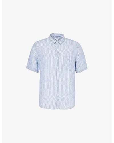 Sunspel Relaxed-fit Short-sleeve Linen Shirt X - Blue