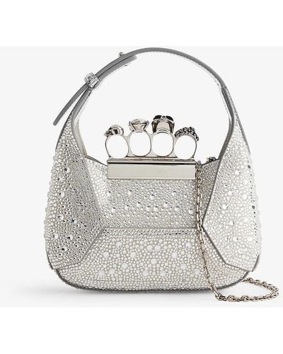 Alexander McQueen Jewelled Hobo -embellished Mini Bag - Grey