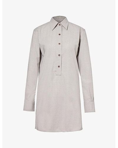 Maria McManus Button-front Wool Mini Dres - Gray