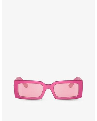 Dolce & Gabbana Dg4416 Rectangle-frame Acetate Sunglasses - Pink