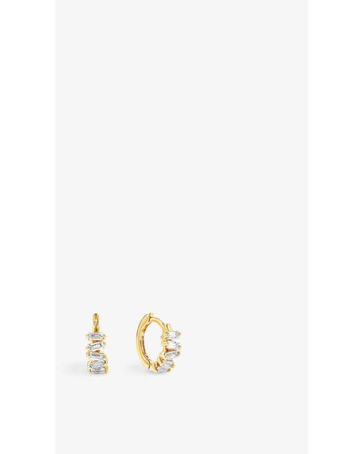 Suzanne Kalan Bold 18ct Yellow Gold And 0.5ct Baguette-cut Diamond huggie Earrings - Natural