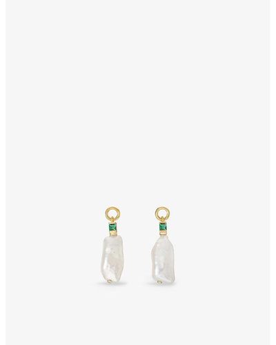 V By Laura Vann Emily 18ct Yellow -plated Recycled Vermeil Sterling-silver Baroque Pearl And Cubic Zirconia Drop Earrings - White