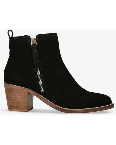 Carvela Kurt Geiger Secil Block-heel Suede-leather Ankle Boots - Black