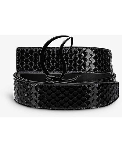 Christian Louboutin Logo-plaque Patent-leather Belt - Black
