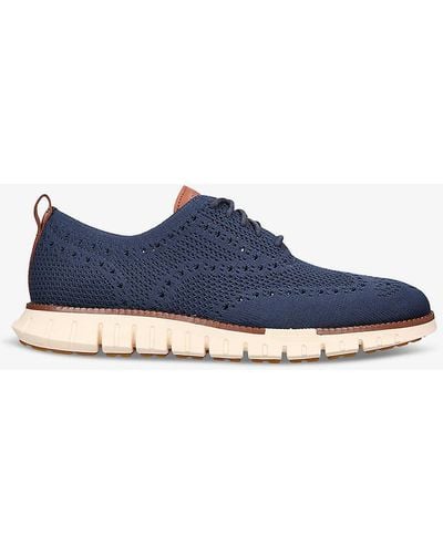 Cole Haan Vy Zerøgrand Wingtip Stitchlite Knitted Oxford Shoes - Blue