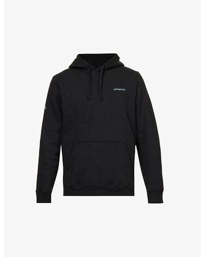 Patagonia Fitz Roy Icon Uprisal Relaxed-fit Recycled-polyester And Recycled-cotton-blend Hoody - Black