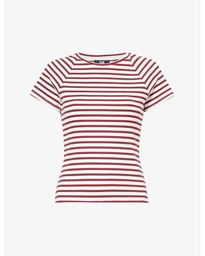 PAIGE Ivorystripe Bijou Striped Slim-fit Stretch-woven T-shirt - Red