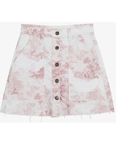 Ted Baker Lunat Floral-print Stretch-denim Mini Skirt - Pink