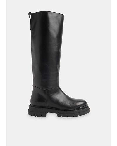 Whistles Maceo Lug-sole Leather Knee-high Boots - Black