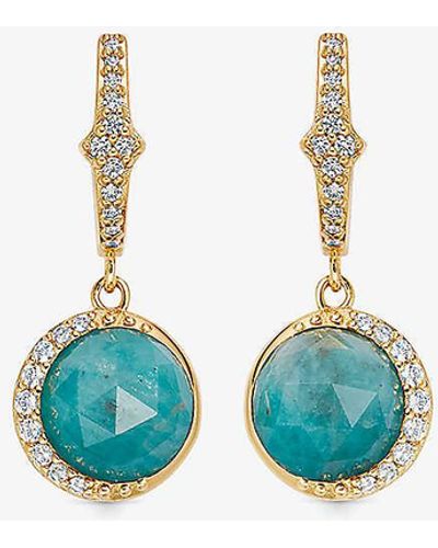Astley Clarke Luna 18ct Yellow Gold-plated Vermeil Sterling-silver And Amazonite Drop Earrings - Blue