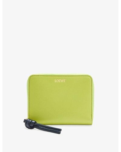 Loewe Knot Compact Leather Wallet - Green