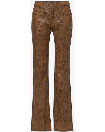 Guess USA Flared-leg Coated Stretch-denim Jeans - Brown