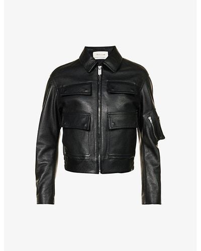 1017 ALYX 9SM Spread-collar Flap-pocket Boxy-fit Leather Jacket - Black