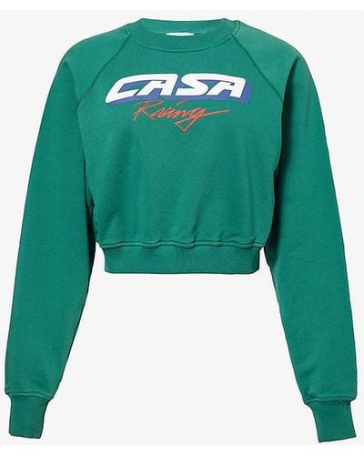 Casablancabrand Racing Graphic-print Organic Cotton-jersey Sweatshirt - Green