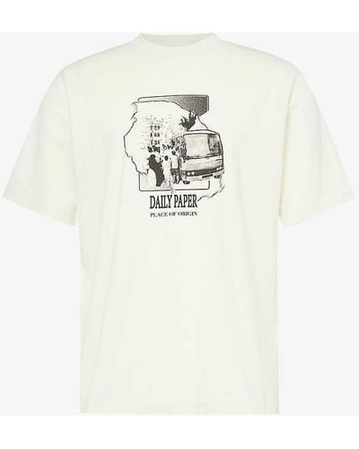 Daily Paper Place Of Origin Logo-print Cotton-jersey T-shirt X - White