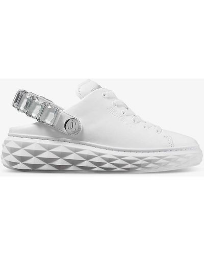 Jimmy Choo Diamond Sling Crystal-embellished Leather Low-top Trainers 2. - White