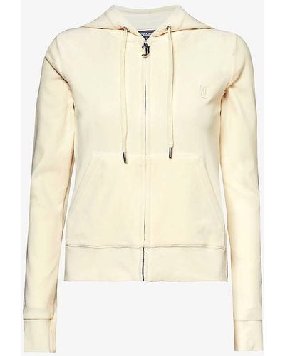 Juicy Couture Robertson Logo-embroidered Stretch-cotton Hoody - Natural