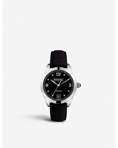 Bremont Solo-34 Stainless Steel And Leather Watch - Black