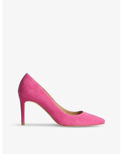 LK Bennett Floret Pointed-toe Suede-leather Courts - Pink