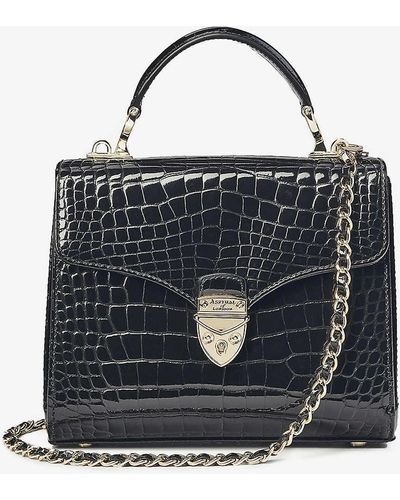 Aspinal of London Mayfair Medium Croc-embossed Leather Top-handle Bag - Black