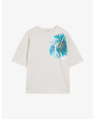 Ted Baker Caraae Sequin-embellished Cotton T-shirt - White