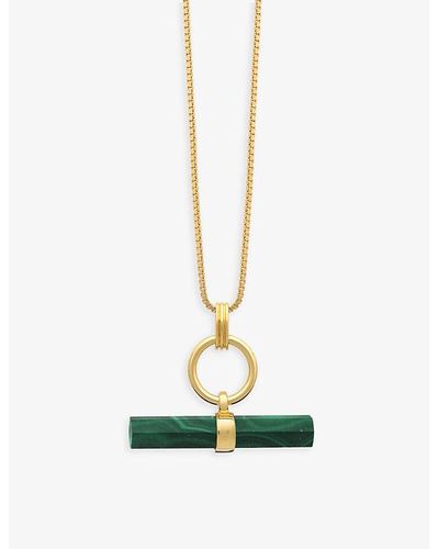 Rachel Jackson T-bar 22ct Yellow Gold-plated Silver And Malachite Necklace - Metallic