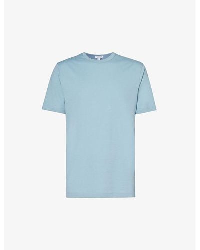 Sunspel Short-sleeved Crewneck Cotton-jersey T-shirt - Blue