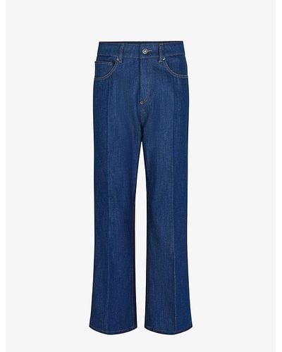 Soeur Francisco Contrast-stitch Straight-leg High-rise Jeans - Blue
