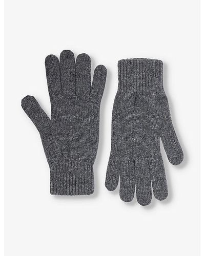 Johnstons of Elgin Ribbed Brushed-texture Cashmere Gloves - Gray
