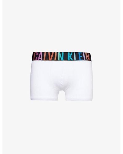Calvin Klein Branded-waistband Mid-rise Stretch-cotton Trunks X - White