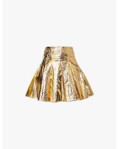 Amy Lynn Leopard Metallic High-waist Woven Mini Skirt