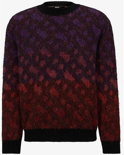 BOSS Degradé-jacquard Relaxed-fit Knitted Jumper X - Red