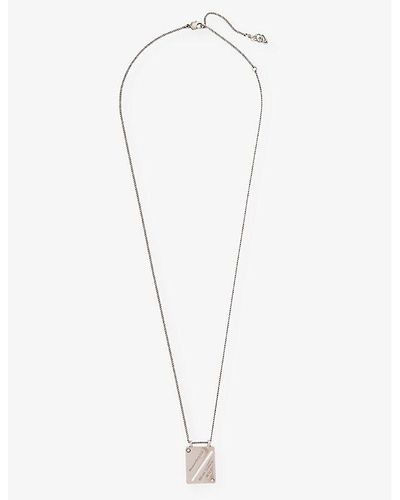 Alexander McQueen Logo-engraved Identity Tag Brass Necklace - White