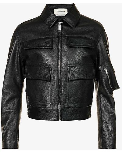 1017 ALYX 9SM Spread-collar Flap-pocket Boxy-fit Leather Jacket - Black