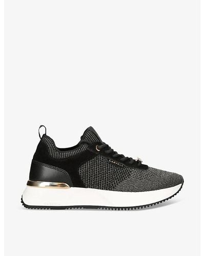 Carvela Kurt Geiger Flare Contrast-sole Mesh And Suede Low-top Sneakers - Black