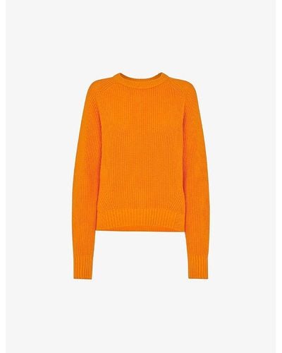 Whistles Round-neck Ribbed Cotton-knit Sweater X - Orange