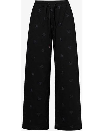 Honor The Gift Crest Brand-print High-rise Relaxed-fit Cotton-jersey jogging Bottoms - Black