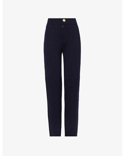 Barrie X Sofia Coppola Tapered-leg High-rise Cashmere, Wool And Silk-blend Pants - Blue