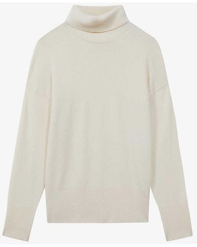 Reiss Alexis Roll Neck Knitted Jumper - White