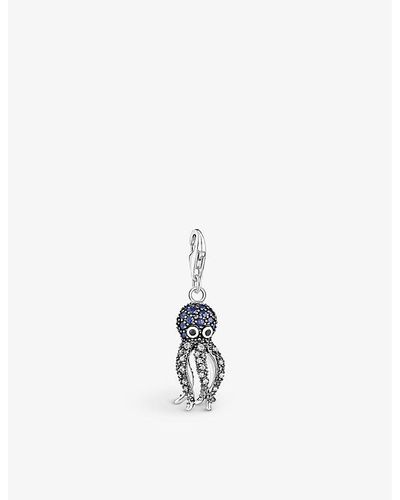 Thomas Sabo Octopus Sterling-silver And Zirconia Pendant Charm - Blue