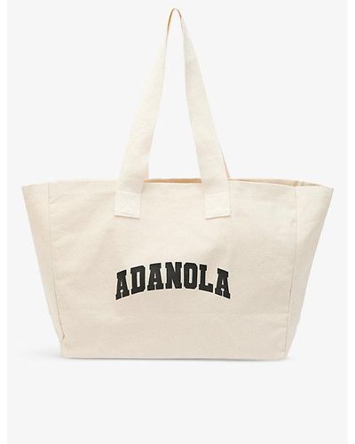 ADANOLA Varsity Cotton-canvas Tote Bag - White